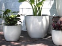 COCO POTS, WHITE SATIN, SET OF 3- 19"X17", 15'X13", 12"X11"