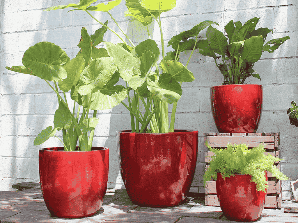 COCO POTS, LAVISH RED, SET OF 4-23"X20", 19"X17", 15"X13", 12"X11"