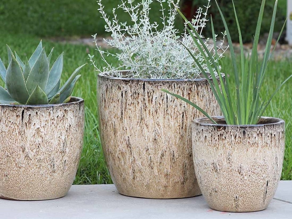 COCO POTS, LIGHT MOCHA, SET OF 3-19"X17", 15'X13", 12"X11"