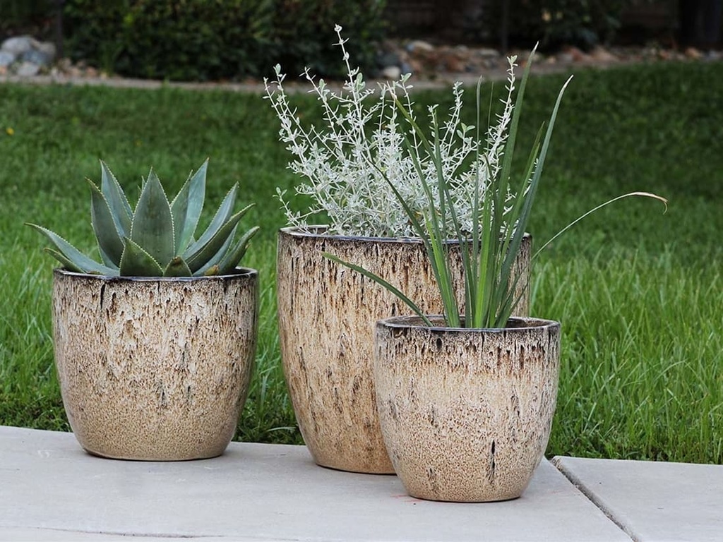 COCO POTS, LIGHT MOCHA, SET OF 3-19"X17", 15'X13", 12"X11"
