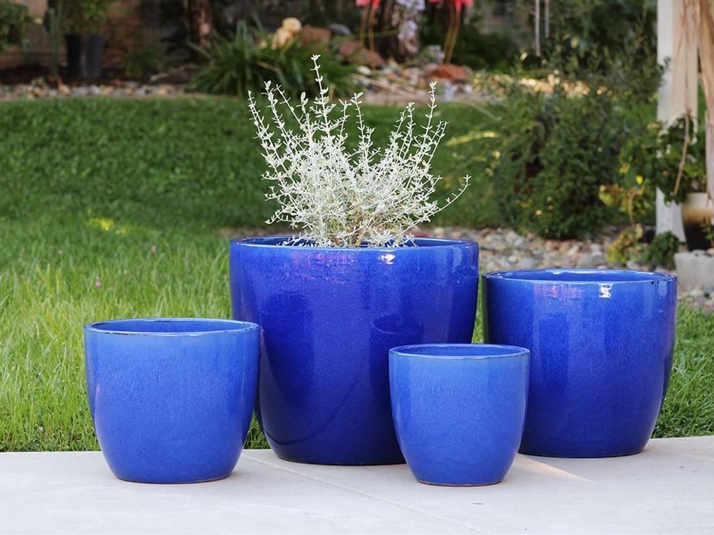 COCO POTS, FALLING BLUE, SET OF 4-23"X20", 19"X17", 15"X13", 12"X11"