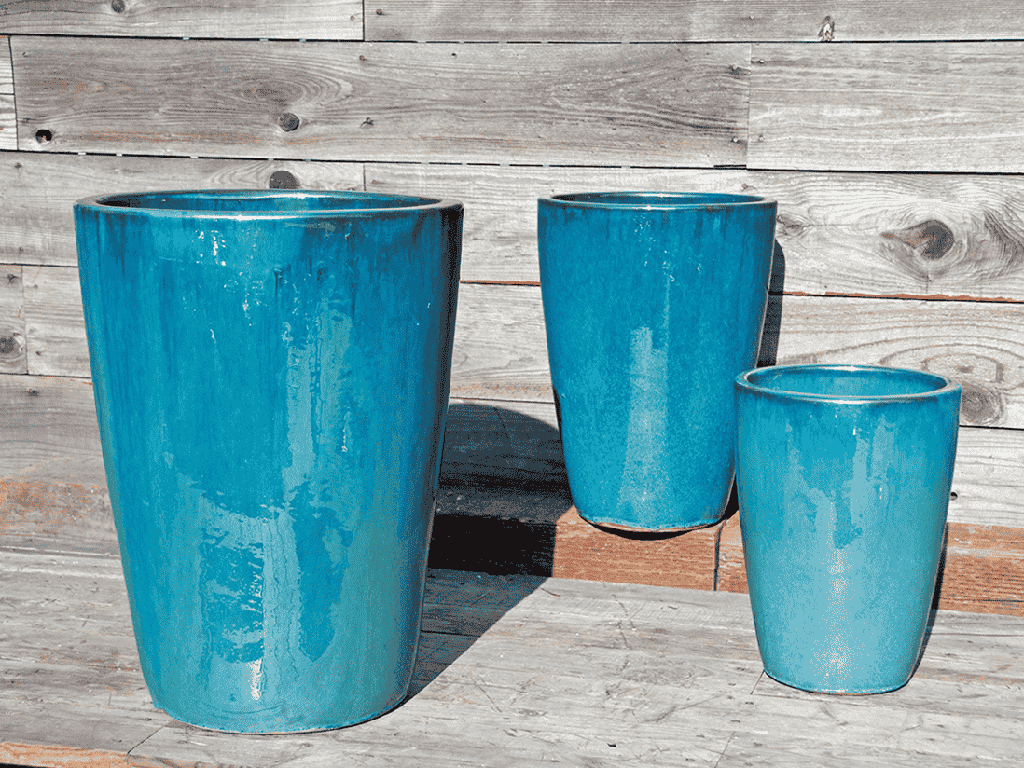 TALL TAPERED PLANTER, GREEN  MIRAGE, SET OF 3 - 17.0" X 23.0", 13.0" X 18.0", 11.0" X 14.0"