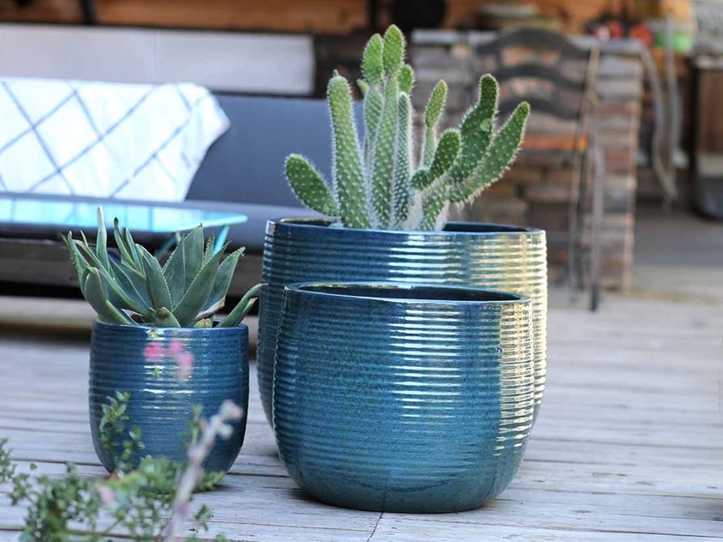 TUSCANO PLANTER, GREEN MIRAGE, SET OF 3-22.0"X18.5", 17.5"X15.0", 13.5"X11.5"