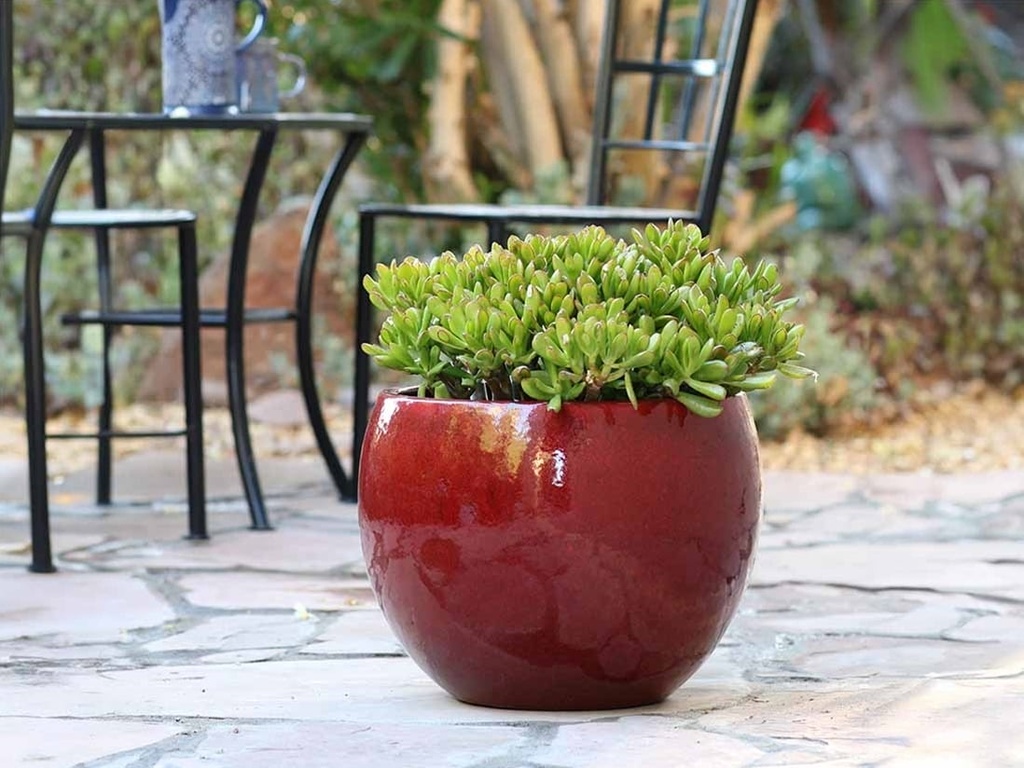 LOW MILANO PLANTER, LAVISH RED, SET OF 3-21.5" X 15.5", 16.0" X 12.0", 12.0" X 10.0"