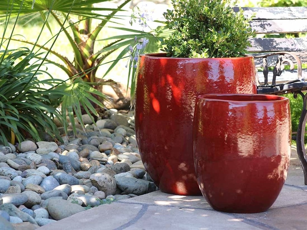 TALL MILANO PLANTER, LAVISH RED, SET OF 3-22.0" X 23.5" 17.0" X 18.5" 12.5" X 14.0"