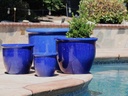 CANA GARDEN PLANTER, FALLING BLUE, SET OF 4- 24"X20", 19"X17", 16"X13", 12"X10"