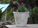 TUSCAN VILLAGE HAND THROWN ENGLISH TUMBLED POTS MEDIUM, ATLANTIS SKY, SET OF 2 - 15.0" X 14.0", 11.0" X 11.0"