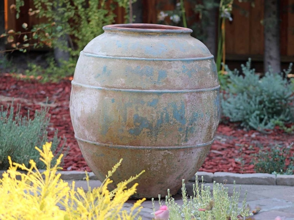 THREE LINE ACCENT JAR, ATLANTIS SKY, 26.5"X31.5"