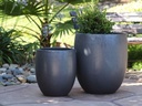 TALL MILANO PLANTER, MATTE BLACK -  SET OF 3-  22.0" X 23.5" 17.0" X 18.5" 12.5" X 14.0"