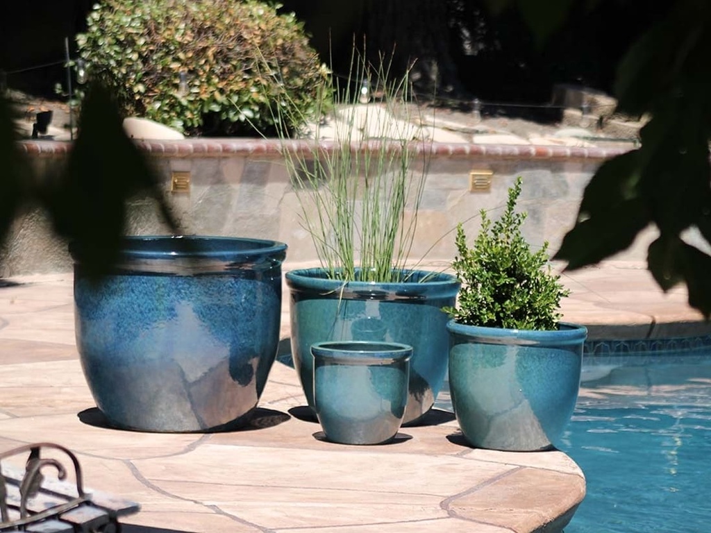 CANA GARDEN PLANTER, GREEN MIRAGE, SET OF 4-  24"X20", 19"X17", 16"X13", 12"X10"