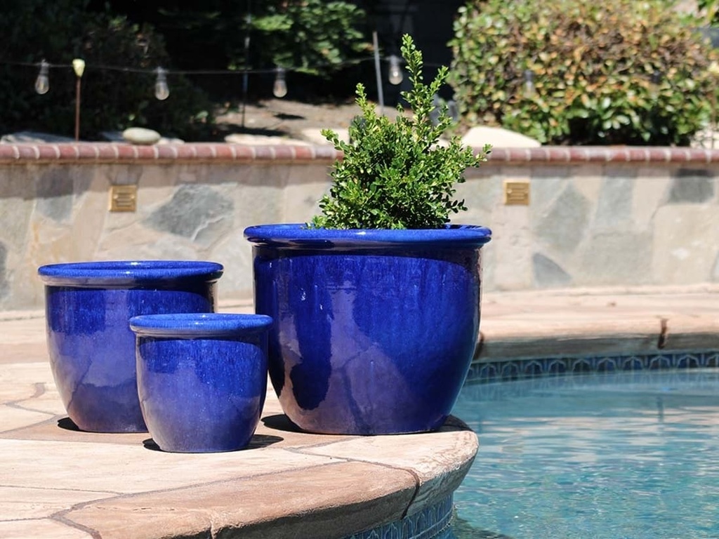 CANA GARDEN PLANTER, FALLING BLUE, SET OF 4- 24"X20", 19"X17", 16"X13", 12"X10"