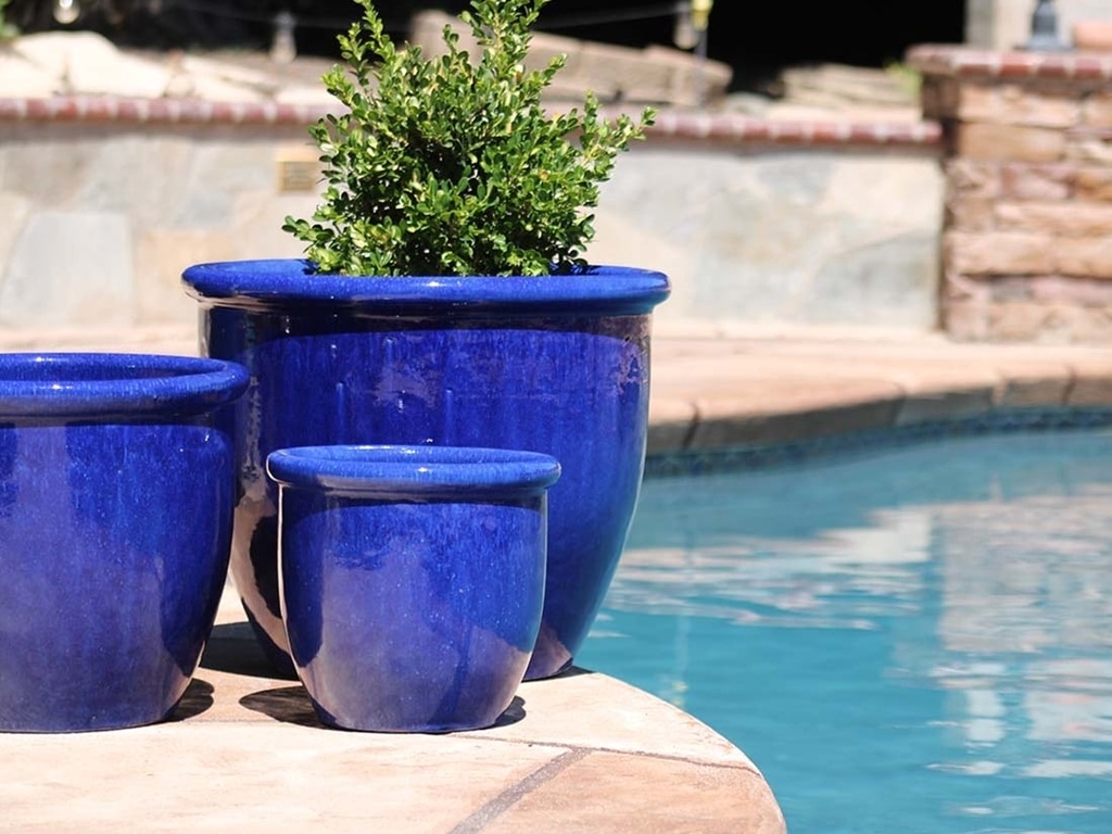 CANA GARDEN PLANTER, FALLING BLUE, SET OF 4- 24"X20", 19"X17", 16"X13", 12"X10"