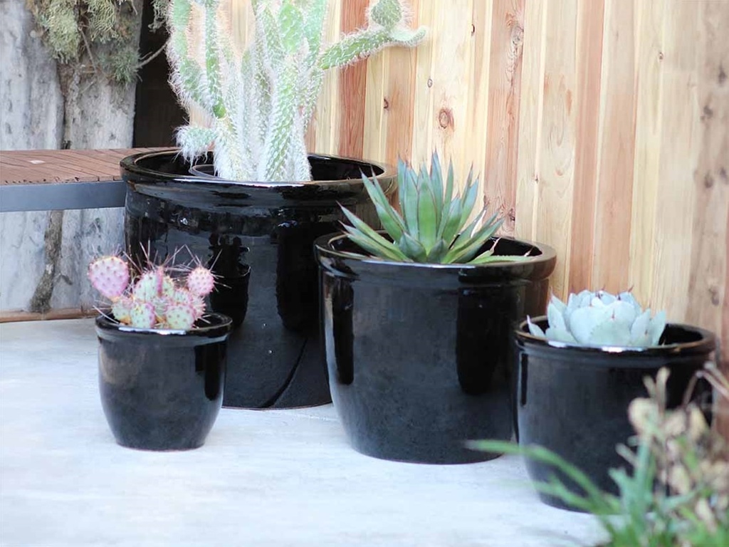 CANA GARDEN PLANTER, BLACK, SET OF 4- 24"X20", 19"X17", 16"X13", 12"X10"