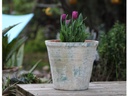 TUSCAN VILLAGE HAND THROWN ENGLISH TUMBLED POTS MEDIUM, ATLANTIS SKY, SET OF 2 - 15.0" X 14.0", 11.0" X 11.0"
