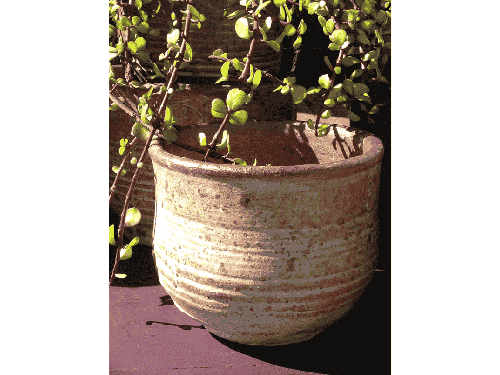 TUSCAN VILLAGE HAND THROWN ENGLISH TUMBLED POTS, HEIRLOOM WHITE, SET OF 3 - 9.0" X 8.0", 7.0" X 6.0", 6.0" X 5.0"