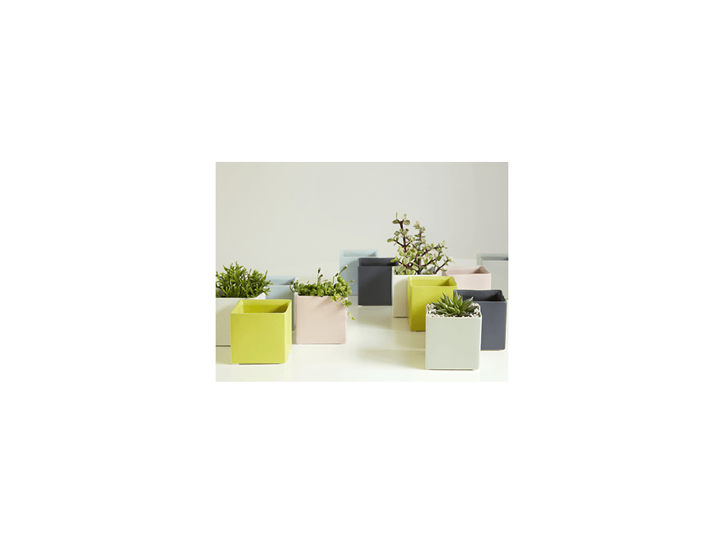 CUBE CACHE POT, MIXED COLOR, 4.5"X3.5", SOLD IN CASE OF 12