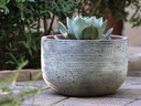 EGG HORIZONTAL RIPPLES PLANTER, GRAPHITE, SET OF 3 - 15.5" X 10.5", 12.0" X 8.0", 9.5" X 6.5"