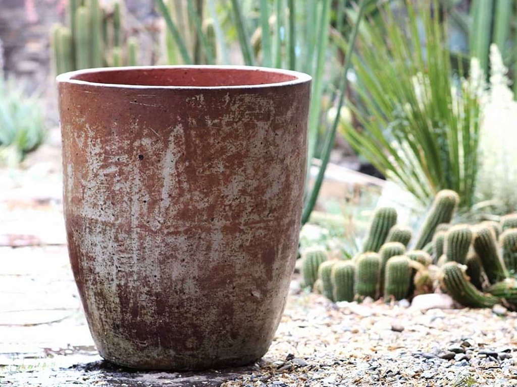 MILANO TALL BARREL PLANTERS, HEIRLOOM WHITE, SET OF 4 -23.0"X26.5", 18.5" X 23.0", 14.5" X 19.0", 11.0" X 17.0"