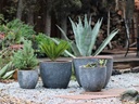 RIMLESS PARCO PLANTER, GRAPHITE, SET OF 3 - 18.5" X 15.5", 15.0" X 13.5", 11.5" X 10.5"
