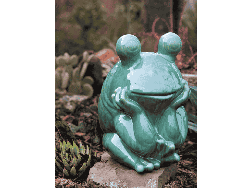 LARGE THINKING FROG, GREEN STREAM 13.0" X 17.0" X 19.0"