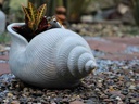 LARGE SHELL PLANTER, WHITE NO SPECKLE 28.0" X 20.0" X 15.0"