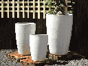 SLIM X-LARGE PLANTER, WHITE WHITE, SET OF 3- 20.5"x32.5", 16.5"x25.5",  13.0"X17.5"