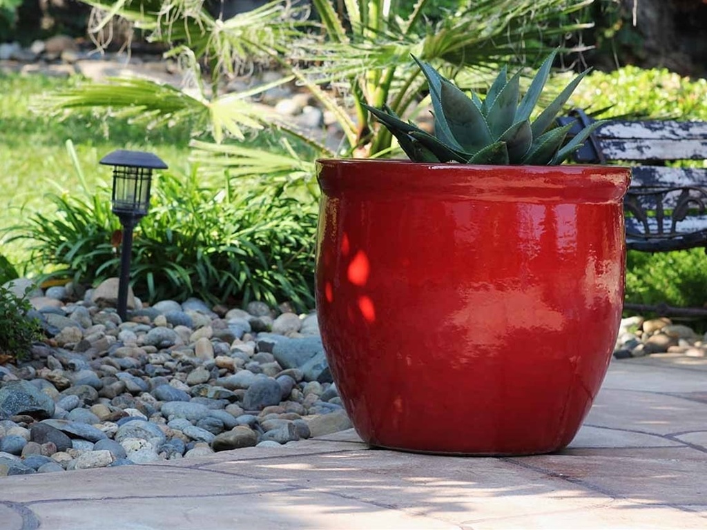 SMALL NO DECOR PLANTER, LAVISH RED, SET OF 3 - 19.0" X 19.0", 15.5" X 15.0", 12.0" X 12.0"