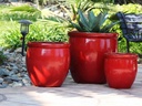 SMALL NO DECOR PLANTER, LAVISH RED, SET OF 3 - 19.0" X 19.0", 15.5" X 15.0", 12.0" X 12.0"