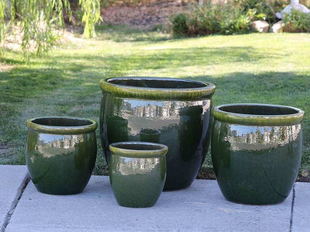 LARGE NO DECOR PLANTER, FERN GREEN, SET OF 4 - 24.0" X 22.0", 19.0" X 19.0", 15.5" X 15.0", 12.0" X 12.0"