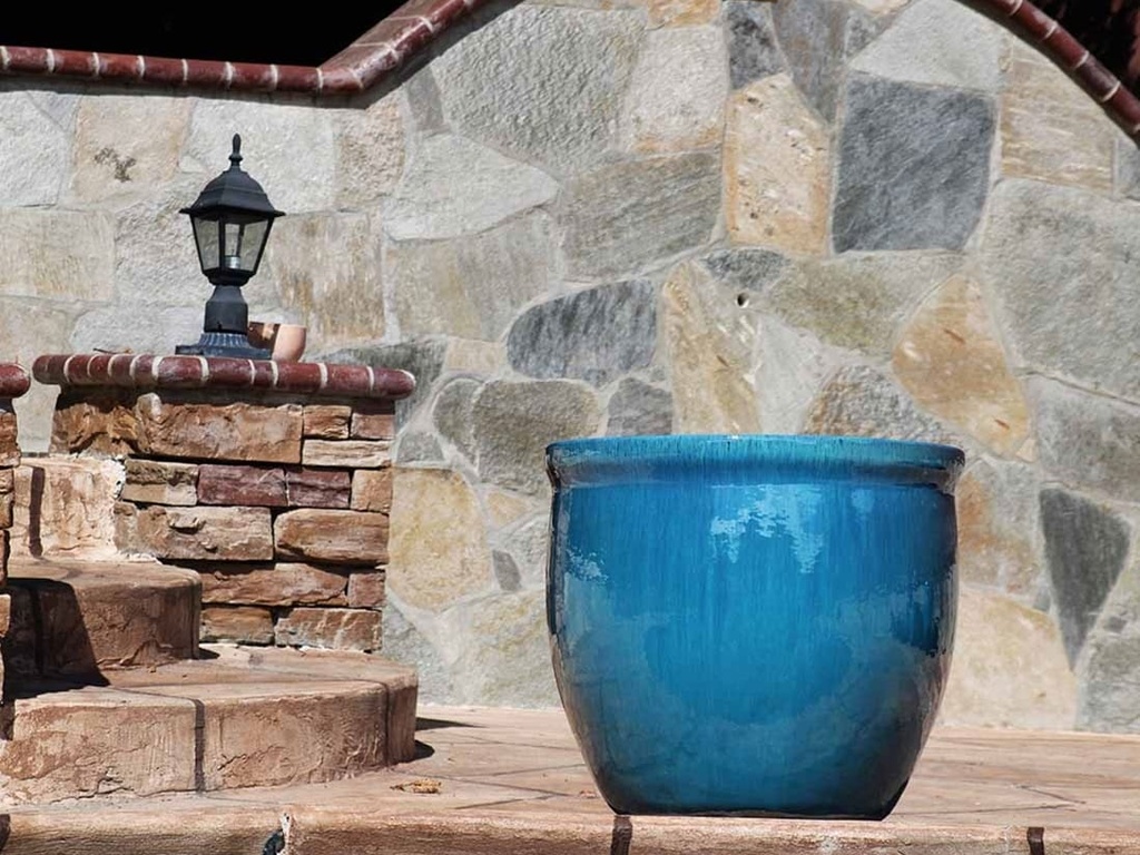 LARGE NO DECOR PLANTER, FALLING AQUA, SET OF 4 - 24.0" X 22.0", 19.0" X 19.0", 15.5" X 15.0", 12.0" X 12.0"