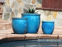 SMALL NO DECOR PLANTER, FALLING AQUA, SET OF 3 - 19.0" X 19.0", 15.5" X 15.0", 12.0" X 12.0"