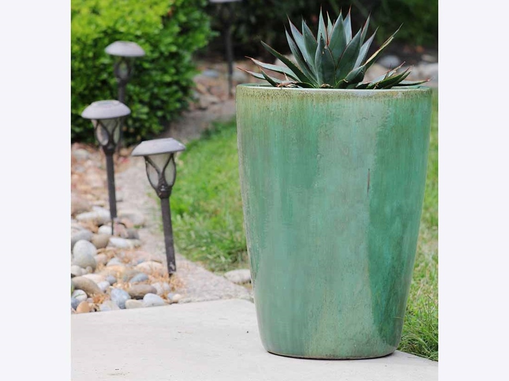 SLIM ROUND PLANTER, GREEN STREAM, SET OF 3 - 16.0" X 24.0", 14.0" X 18.5", 11.0 X 15.0"