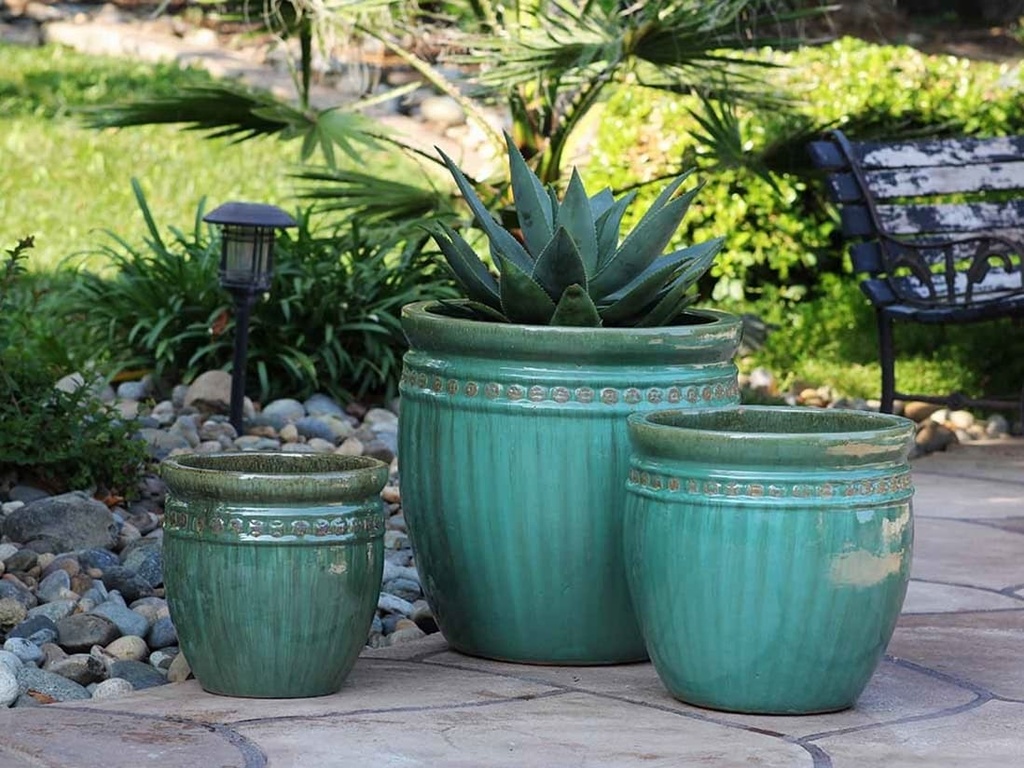DECOR PLANTER, GREEN STREAM, SET OF 3 - 19.0" X 19.0", 15.5" X 15.0", 12.0" X 12.0"
