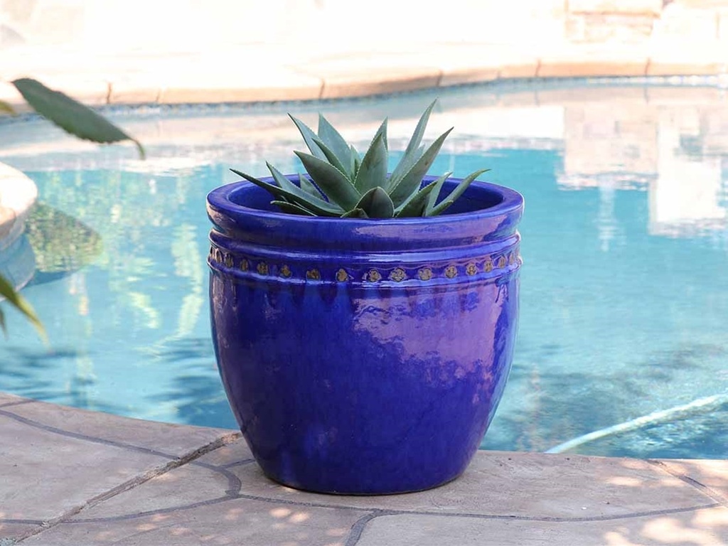 DECOR PLANTER, FALLING BLUE, SET OF 4 - 24.0" X 22.0", 19.0" X 19.0", 15.5" X 15.0", 12.0" X 12.0"