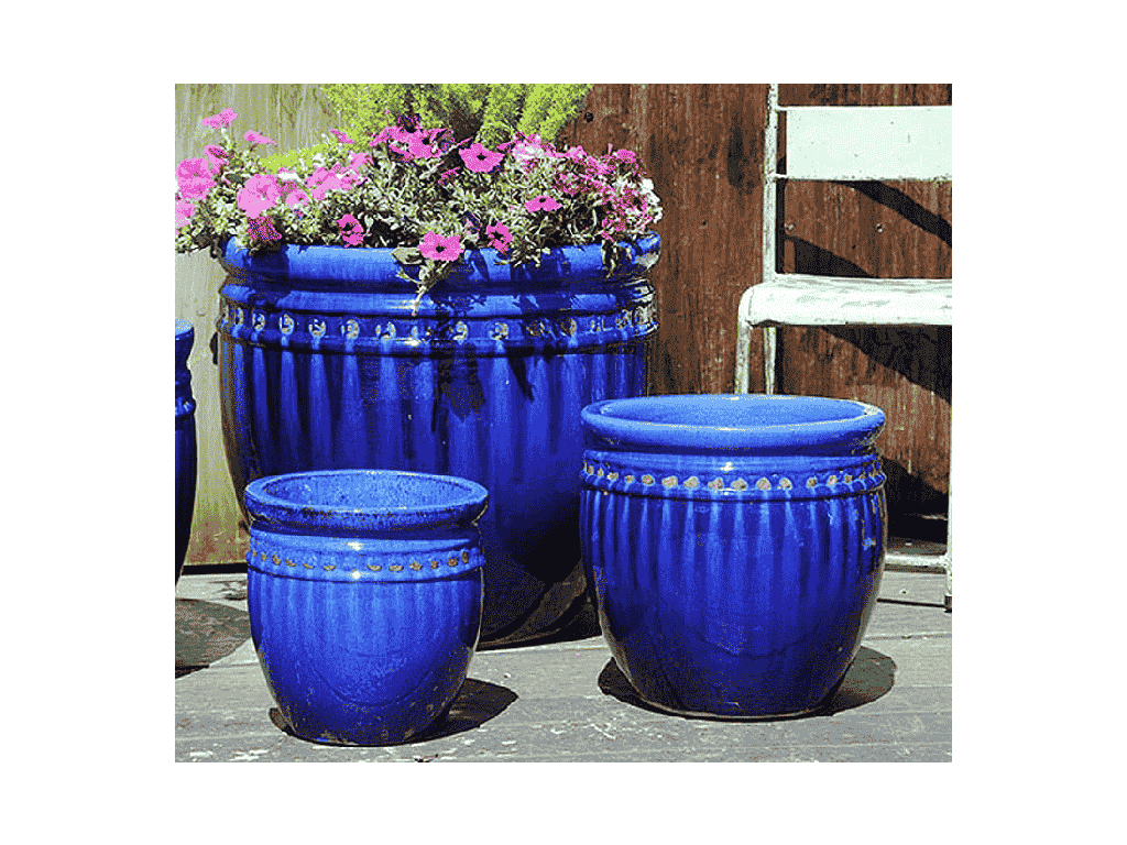 DECOR PLANTER, FALLING BLUE, SET OF 3 - 19.0" X 19.0", 15.5" X 15.0", 12.0" X 12.0"
