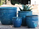 DECOR PLANTER, FALLING AQUA, SET OF 4 - 24.0" X 22.0", 19.0" X 19.0", 15.5" X 15.0", 12.0" X 12.0"