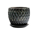 OAK WOOD FLOWER POT, WHITE BLACK, SIZE B - 5.5"x5.25" (SOLD IN CASE OF 6)