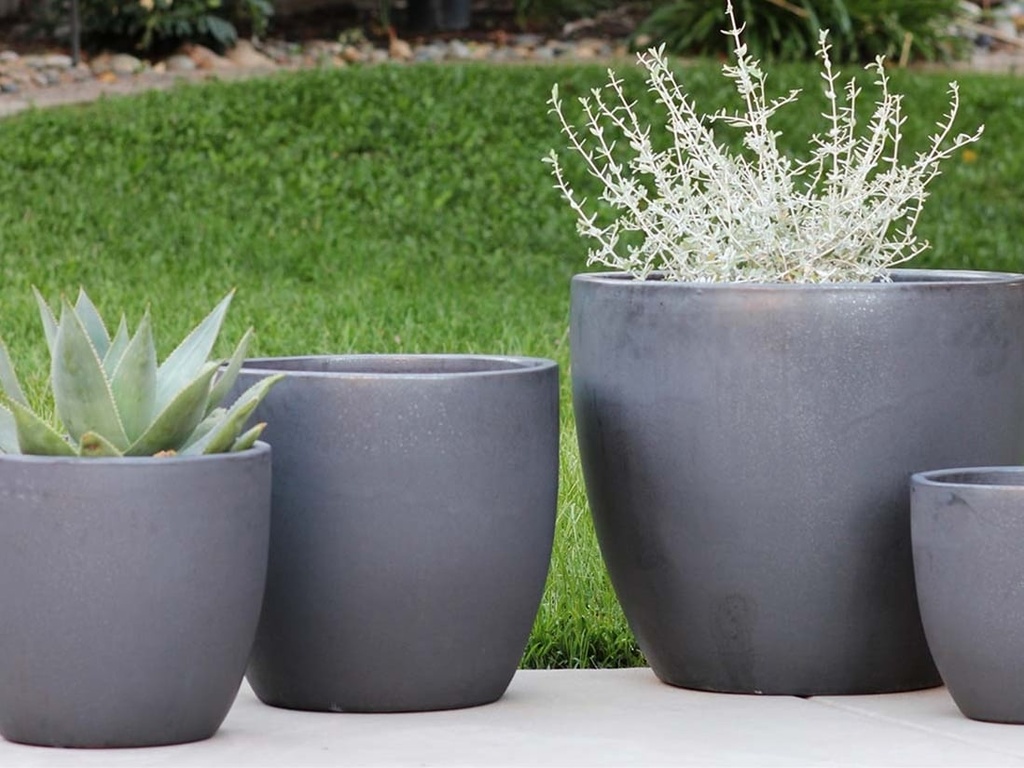 COCO POTS, MATTE BLACK, SET OF 3-19"X17", 15'X13", 12"X11"