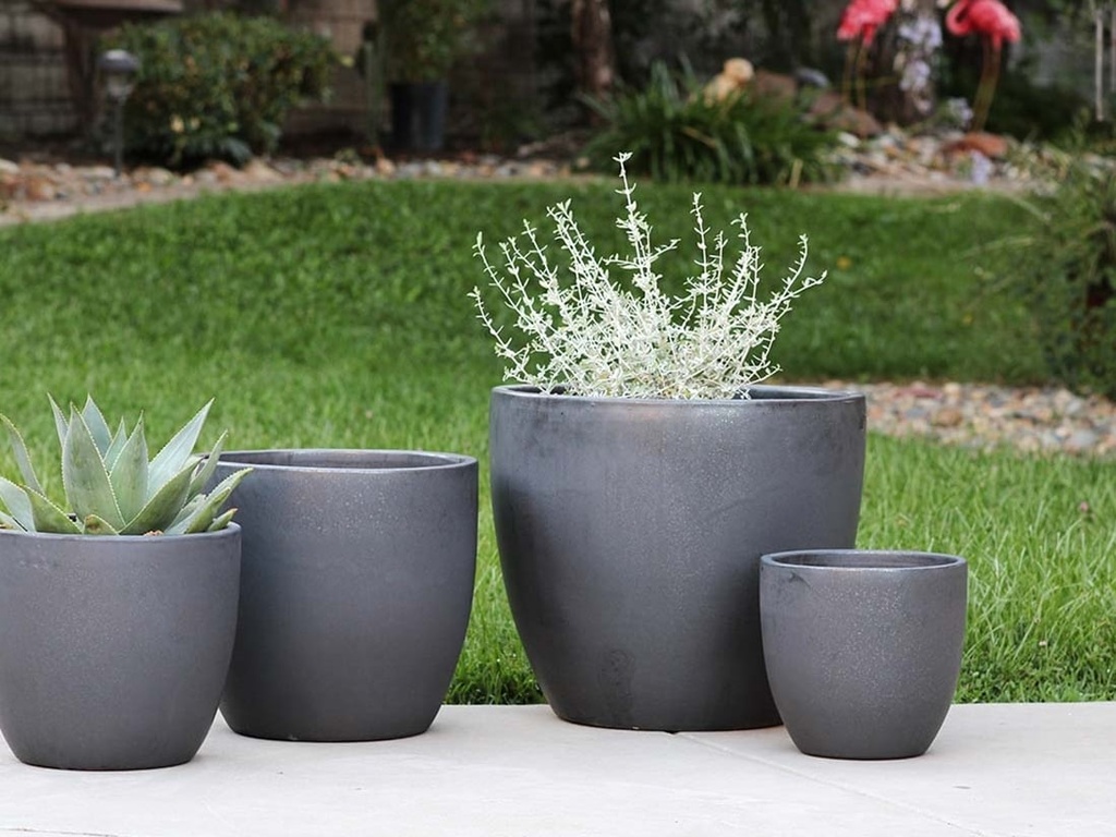 COCO POTS, MATTE BLACK, SET OF 3-19"X17", 15'X13", 12"X11"
