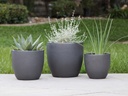 COCO POTS, MATTE BLACK, SET OF 3-19"X17", 15'X13", 12"X11"