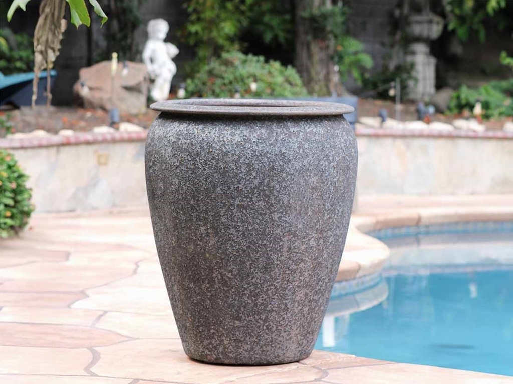 URN SMOOTH FINISHED, SILVER ROCK, SET OF 2 - 22.5" X 27.5", 14.0" X 22.0"