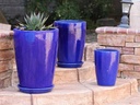 SLIM ROUND PLANTER, FALLING BLUE, SET OF 3 - 16.0" X 24.0", 14.0" X 18.5", 11.0 X 15.0"