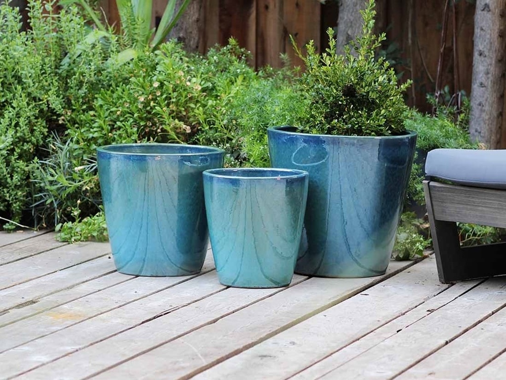 CONTEMPO PLANTER, GREEN  MIRAGE, SET OF 3-17.0"X15.5", 15.0"X14.0", 13"X12.5"