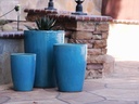 SLIM ROUND PLANTER, FALLING AQUA, SET OF 3 - 16.0" X 24.0", 14.0" X 18.5", 11.0 X 15.0"