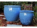 FISHBOWL GARDEN PLANTER, BLOSSOM BLUE, SET OF 4- 19.5"X15.5", 15.5"X14", 12"X11.5", 8.5"X9.5"