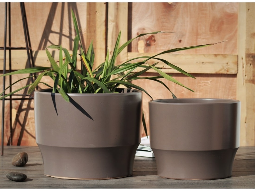 LARGE PLANET PLANTER, PASTEL TAUPE, SET OF 3- 14"X11", 12"X10", 10"X9"