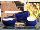 BONSAI BOWL PLANTER, ROYAL BLUE, SET OF 3- 13.5"X6.0", 11.0"X4.5", 8.5"X3.5"