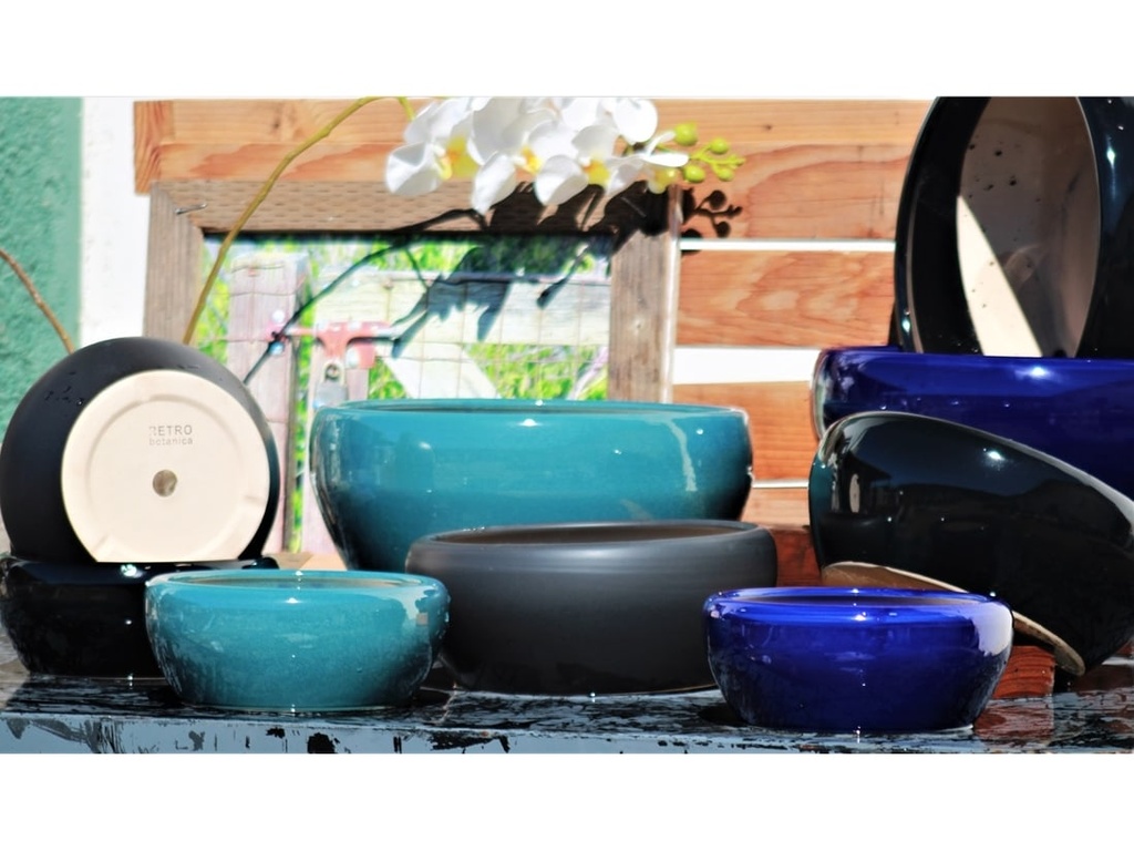 BONSAI BOWL PLANTER, MARINA GREEN, SET OF 3- 13.5"X6.0", 11.0"X4.5", 8.5"X3.5"