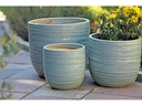 BERGONIA PLANTER, PASTEL GREEN, SET OF 3- 15"X13.5", 12"X12", 10"X9"