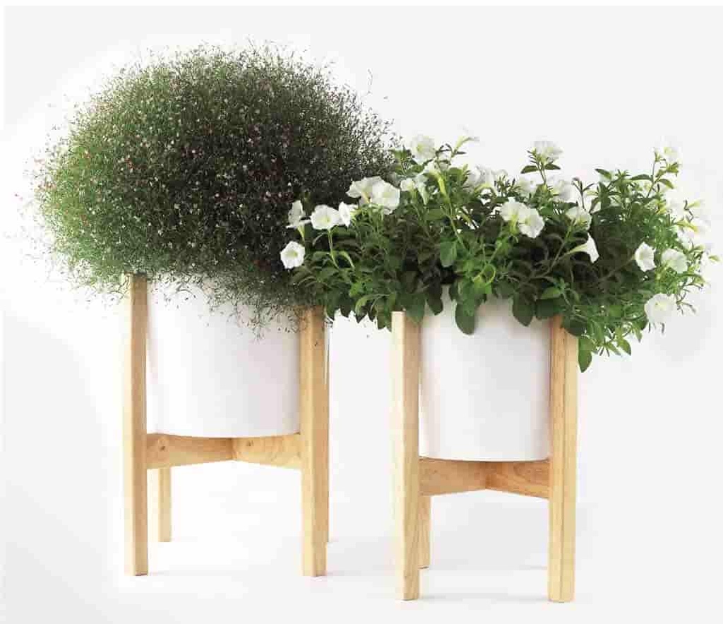 WOOD STAND MID CENTURY 16.5"x16.0" (14 INCH POT), SOLD IN CASE OF 2